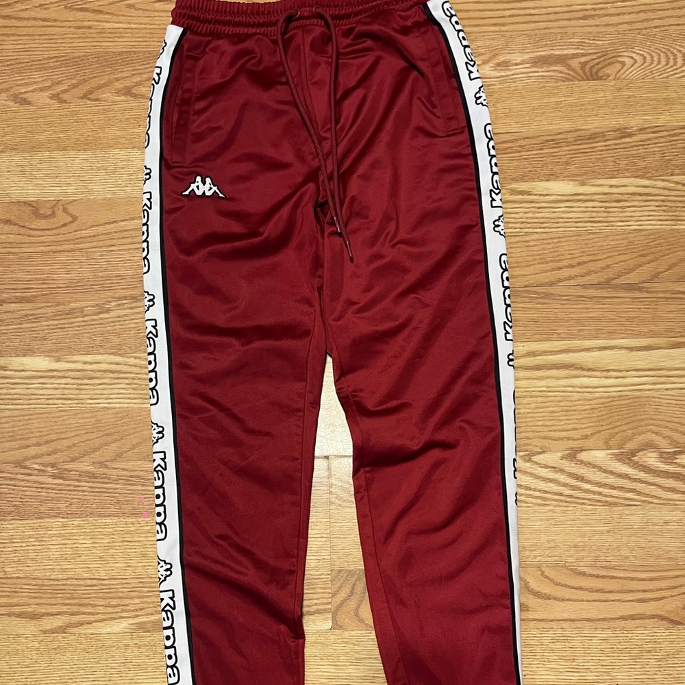 Kappa Men’s Burgundy Joggers with Logo Stripes
